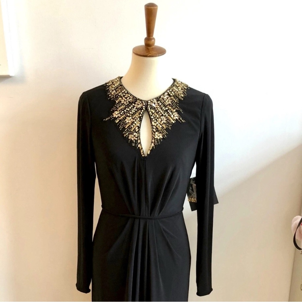 Elegant Black Dress with Gold Accents